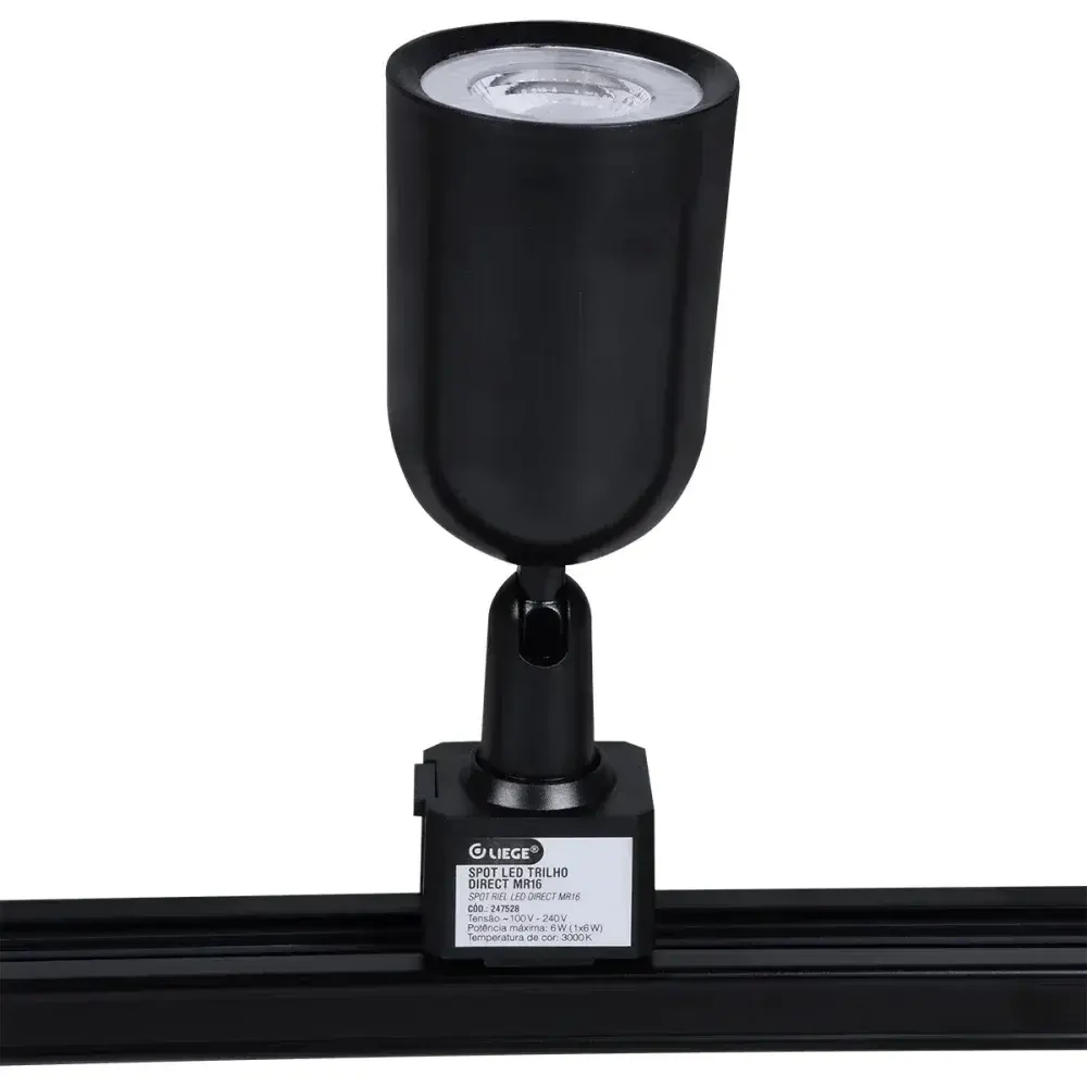 Kit trilho direct led 3X6W 50/60HZ 3000K preto biv Liege — fotografia 8