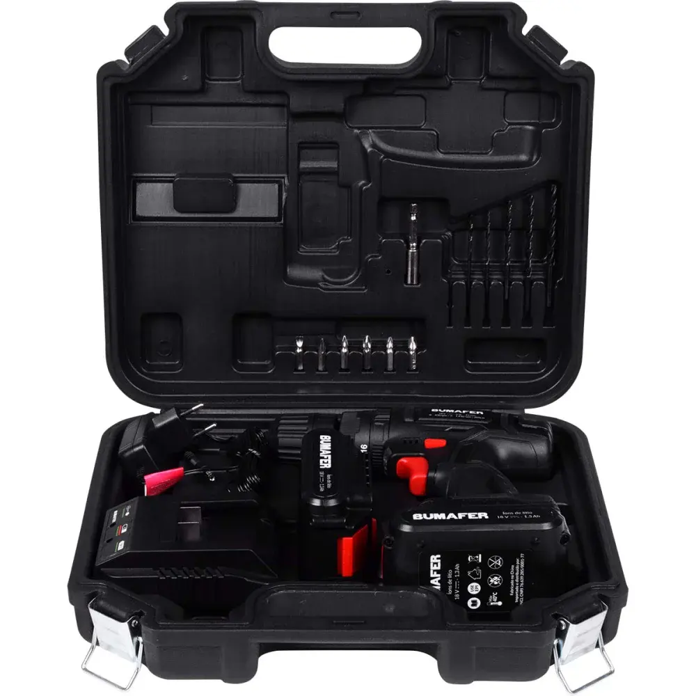 Parafusadeira de impacto a bateria 30NM 18V 18 peç Bumafer — fotografia 5