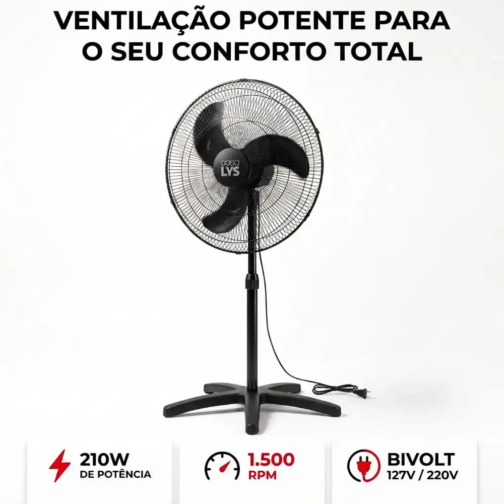 Ventilador de coluna oscilante vellum 60 CM 210W bivolt com chave seletora casa LYS — fotografia 2