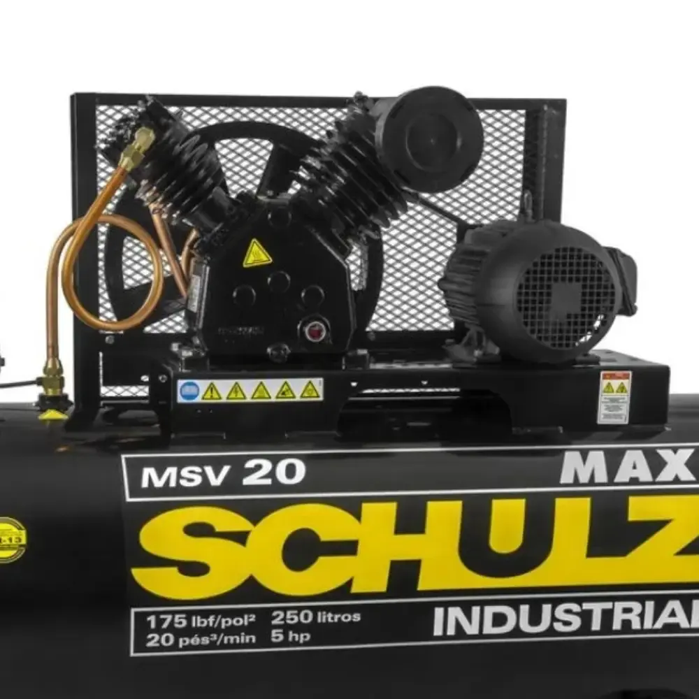 Compressor de ar 20 pés 250 litros 5HP MSV20/250 max trifásico 220/380V Schulz — fotografia 5
