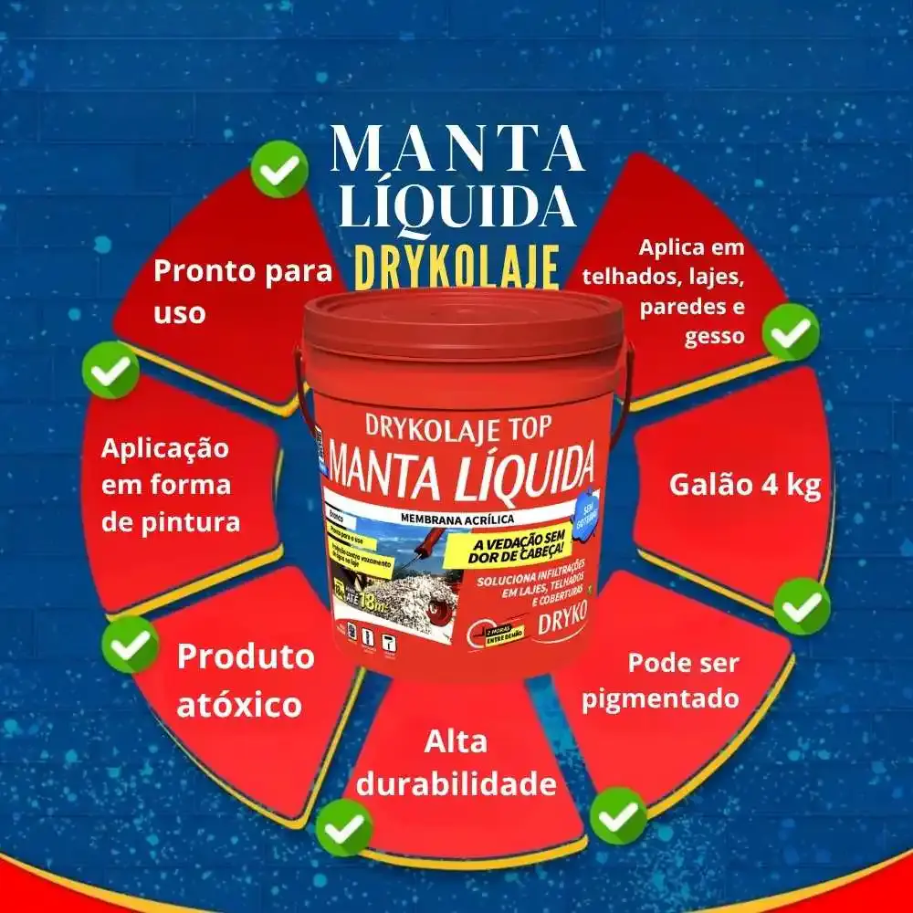 Manta líquida acrílica impermeabilizante 4 KG drykolaje TOP Dryko — fotografia 5