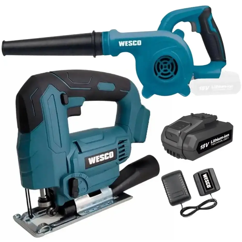 Serra tico tico 18V e soprador 18V com bateria e carregador Wesco