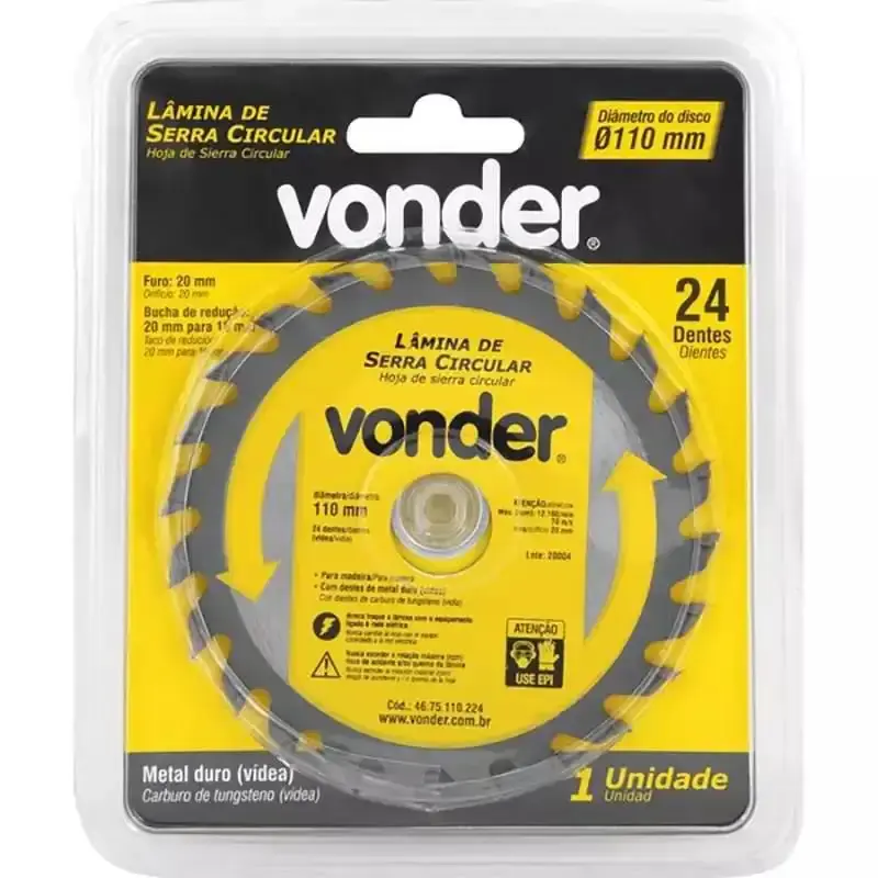 Serra Circular de Widea 4.3/8 POL 110MM x 20MM 24 Dentes VONDER — fotografia 3
