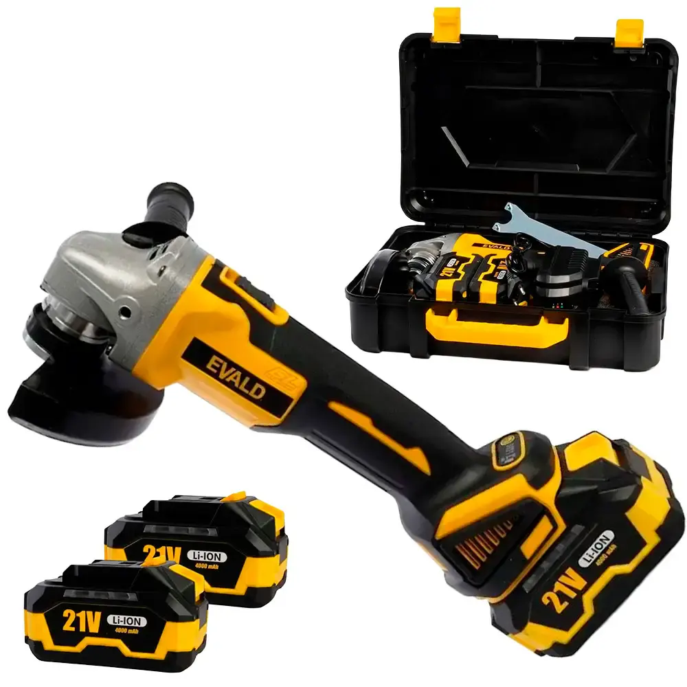 Esmerilhadeira angular 5 POL 21V brushless com 2 baterias 4,0AH e carregador bivolt EV-EV20V Evald