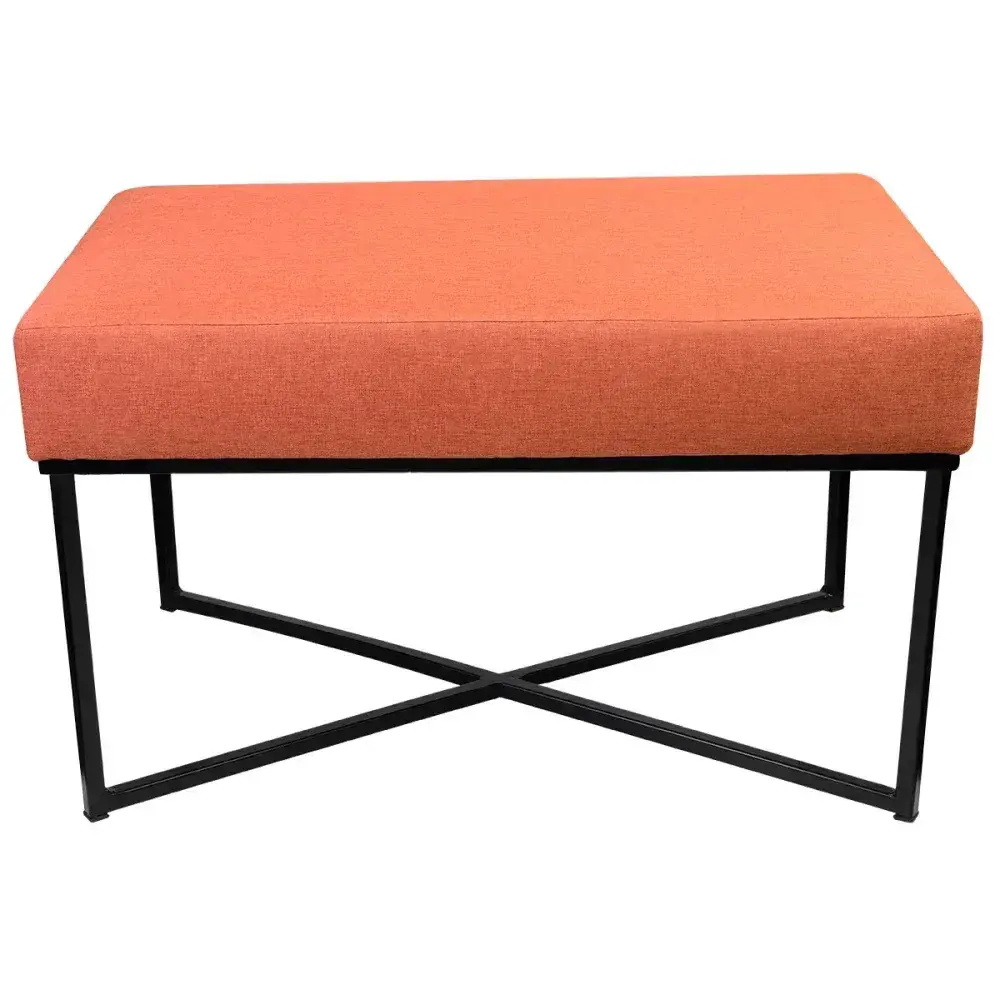 Puff retangular cor tijolo base preta 72X36X39CM bhela decor — fotografia 7