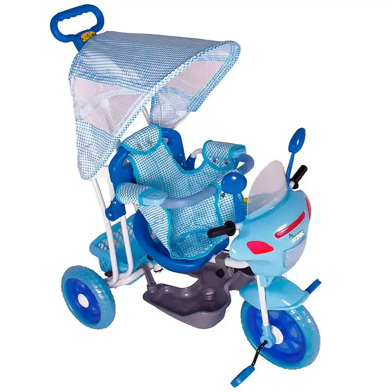 Triciclo infantil moto com capota azul BEL BEL FIX — fotografia 2
