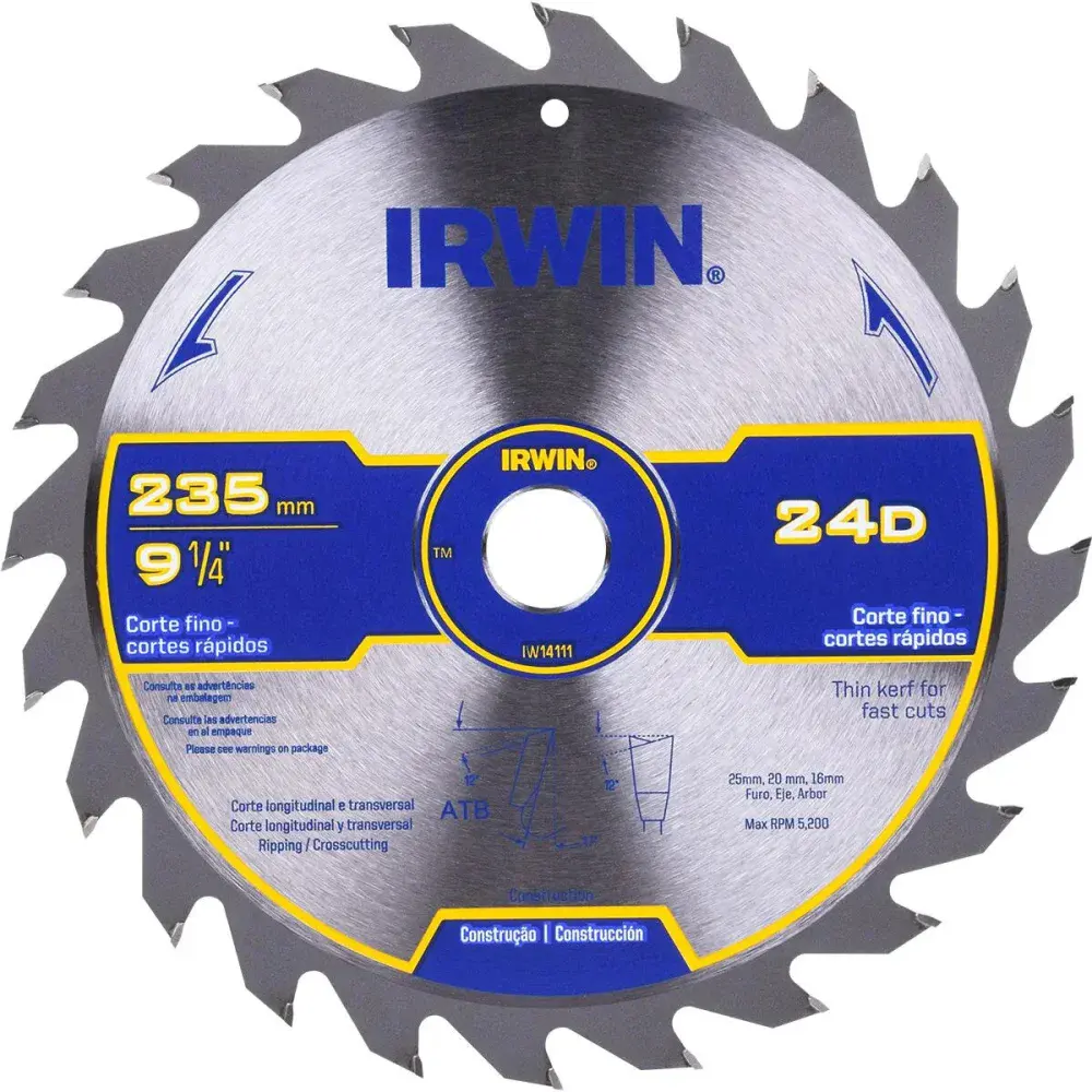 Disco de corte fino 9.1/4 com 24 dentes Irwin — fotografia 5