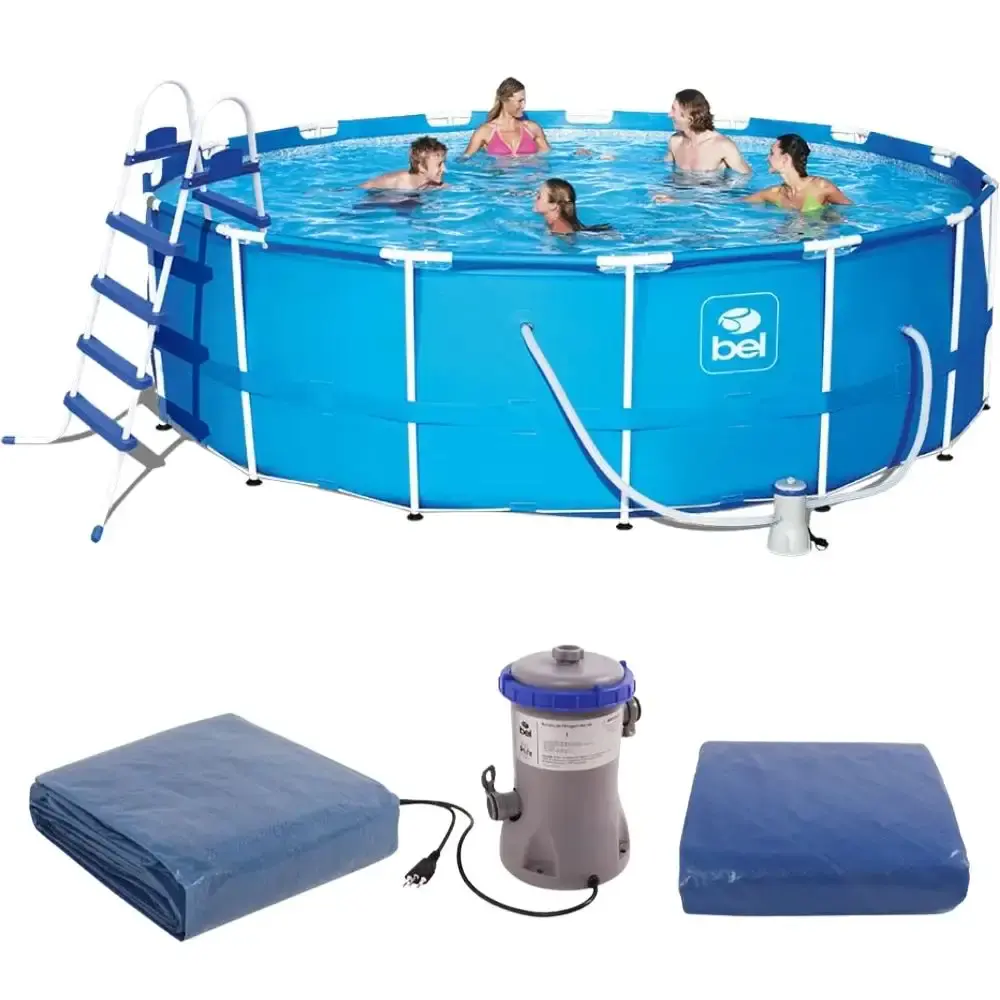 Piscina de armação 16000 litros com kit cobertura, lona, escada e filtro BEL 110 V BEL FIX — fotografia 3