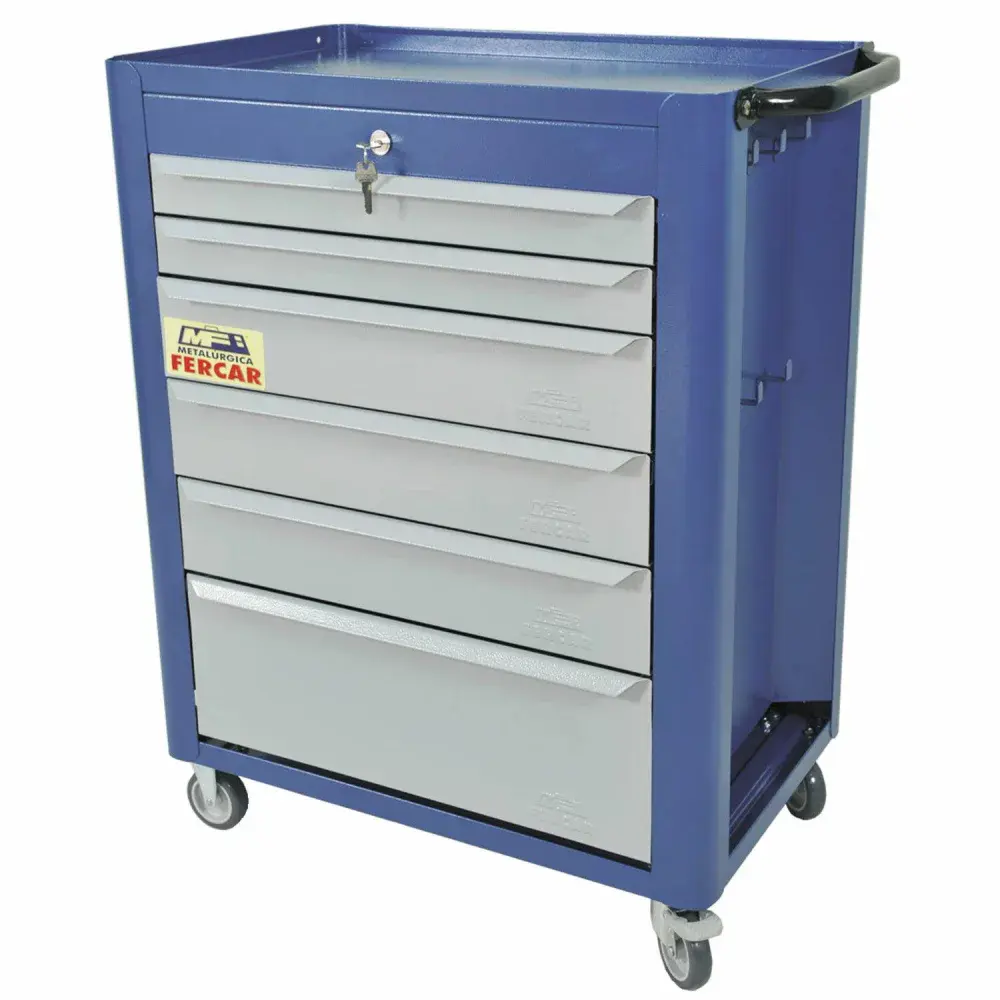Carrinho de ferramentas fechado azul com 6 gavetas 120KG Fercar