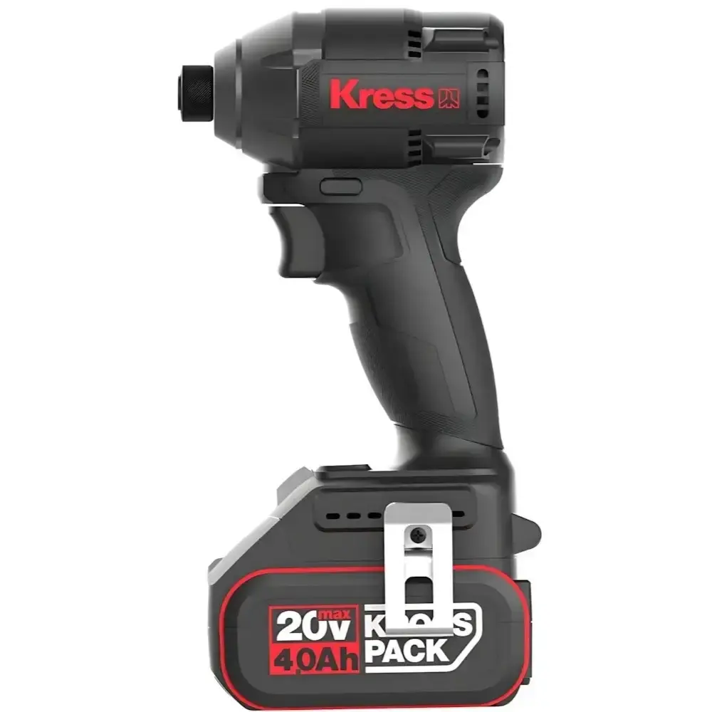 Chave de impacto 1/4 POL parafusadeira furadeira 1/2 POL com 2 baterias 20V carregador Kress — fotografia 2