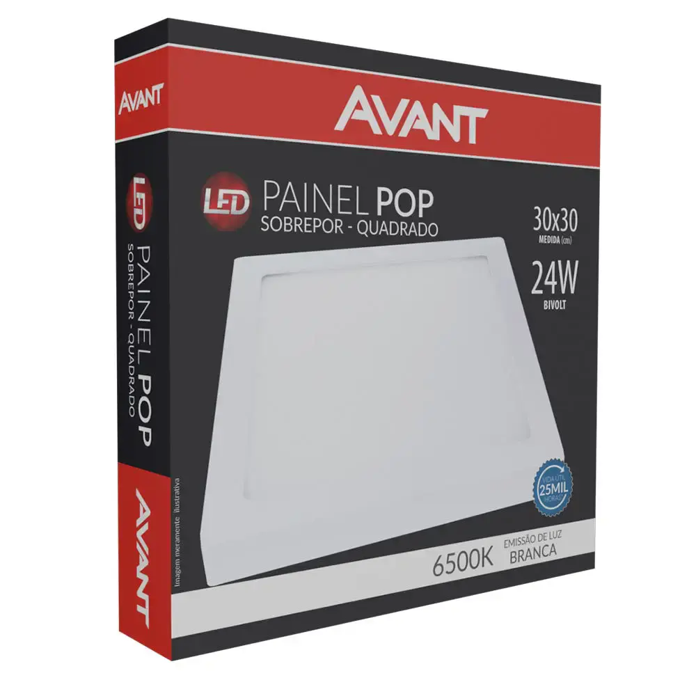 Kit 5 Unidades Plafon Painel 24w Quadrado Sobrepor 6500k bivolt AVANT — fotografia 2