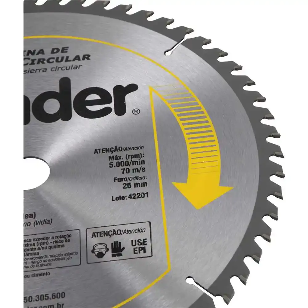 Lâmina de Serra Circular 305mm x 25,4mm 60 Dentes VONDER — fotografia 4