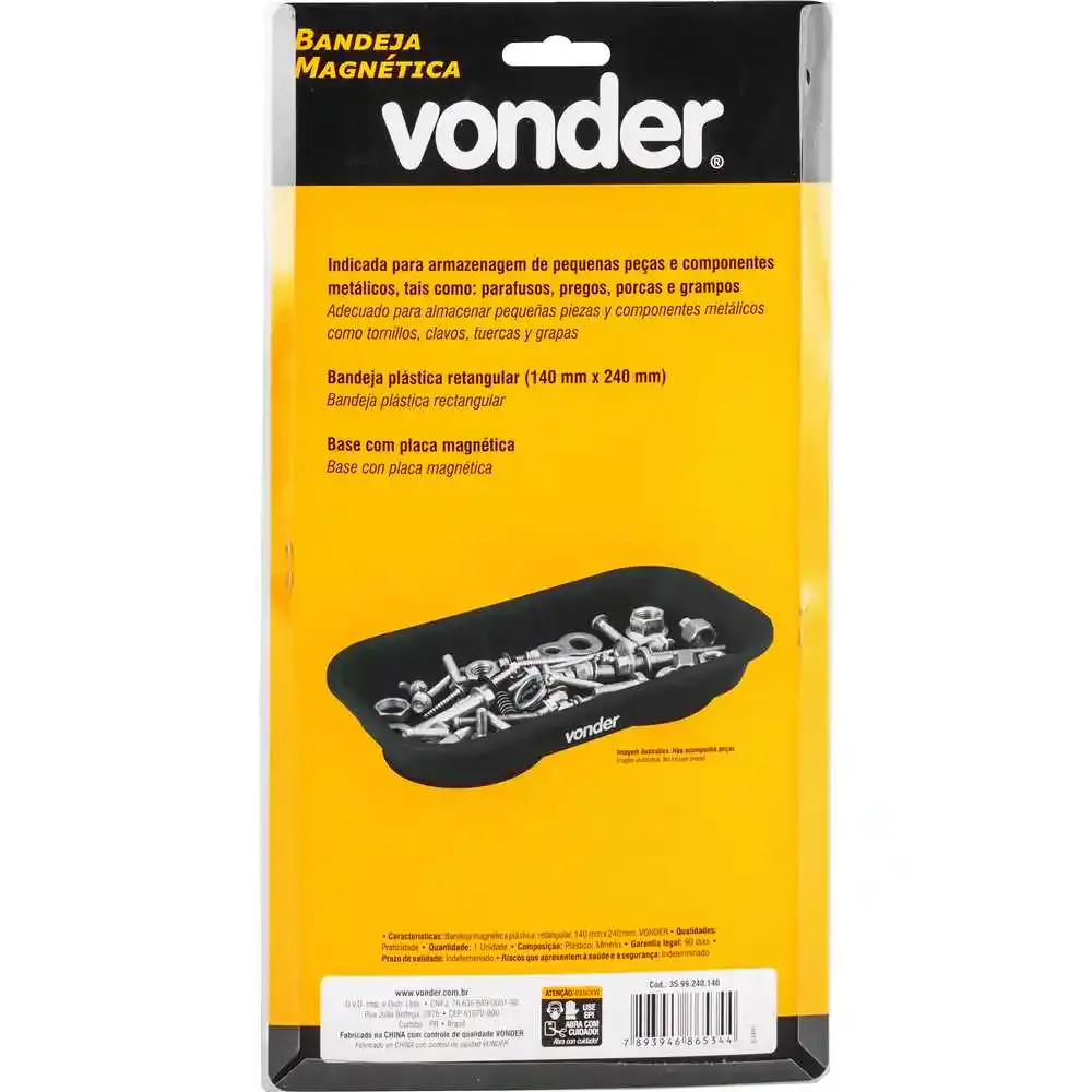 Bandeja Magnética Retangular Plástica 14cm x 24cm VONDER — fotografia 4