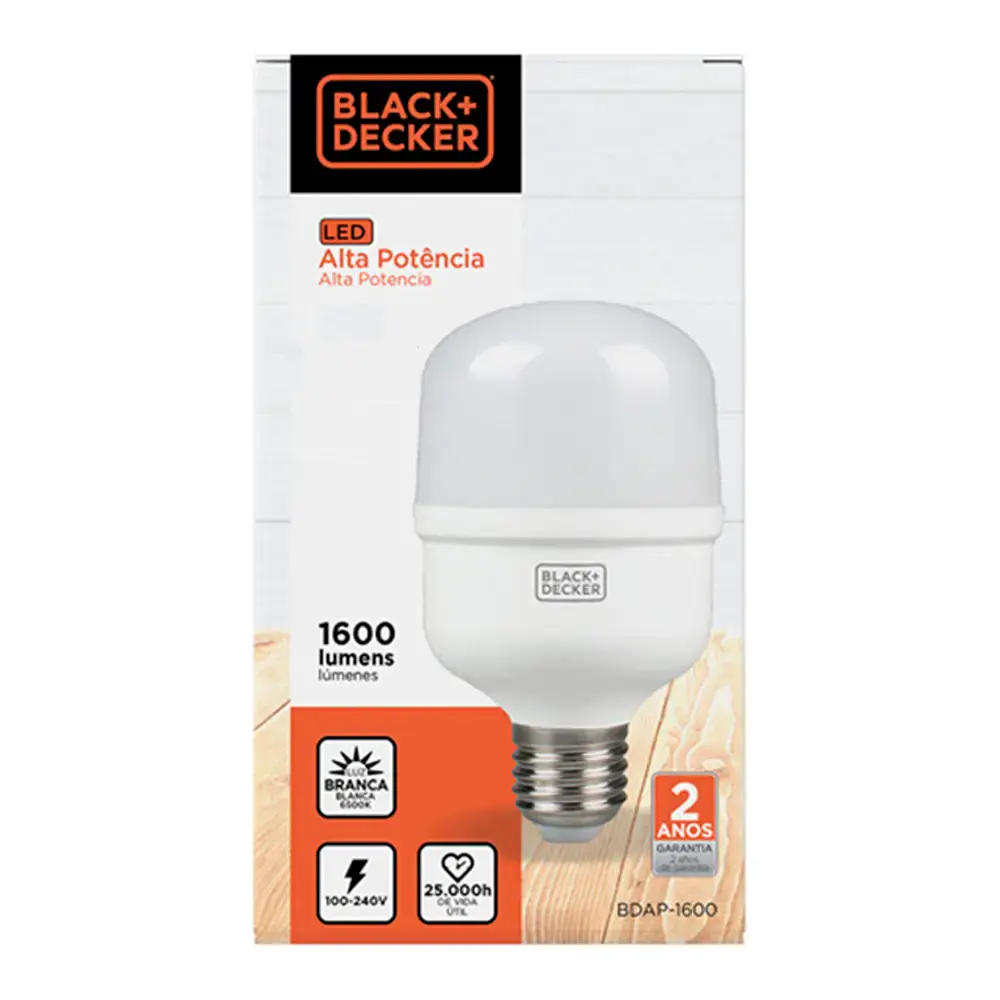 Lâmpada led 30W bivolt 6500K alta potência BDAP-2400-01 black e decker — fotografia 5
