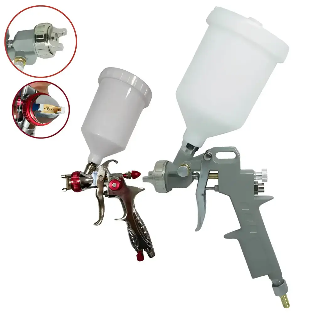 Kit 2 pistolas de pintura gravidade bico 1.5MM e 1.3MM 600ML Evald