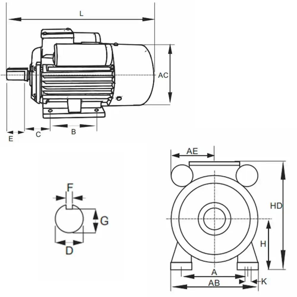Motor elétrico 2P monofásico 3,0CV IP44 YL90L-2 Lynus — fotografia 5