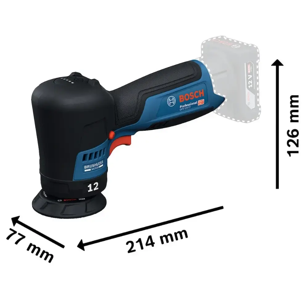 Politriz excêntrica a bateria 12V 77 MM sem bateria e carregador GPX 12V-77 Bosch — fotografia 5