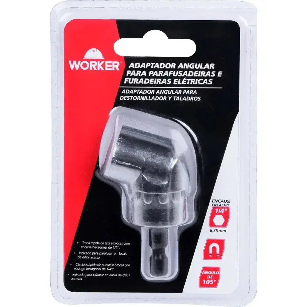 Adaptador angular para parafusadeira elétrica curto 1/4 Worker — fotografia 12