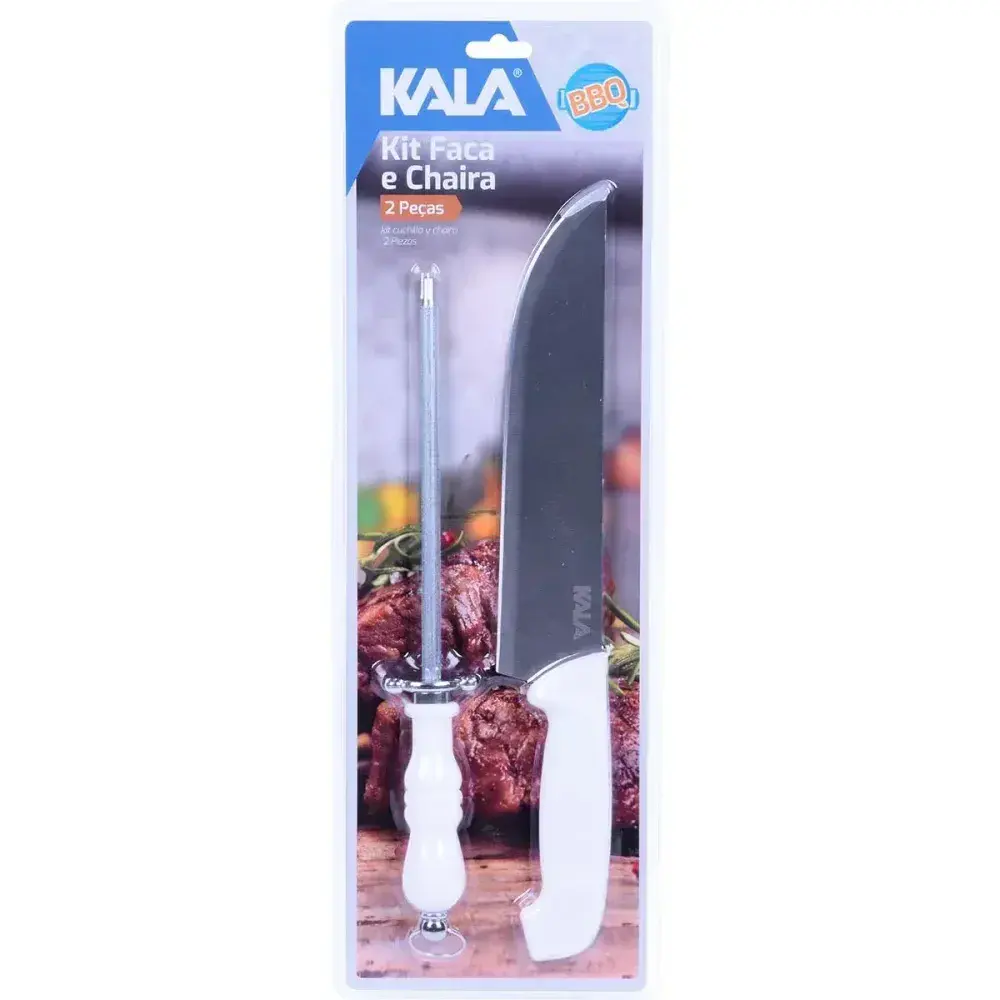 Kit faca e afiador para cozinha em aço inox 2 peç Kala — fotografia 8