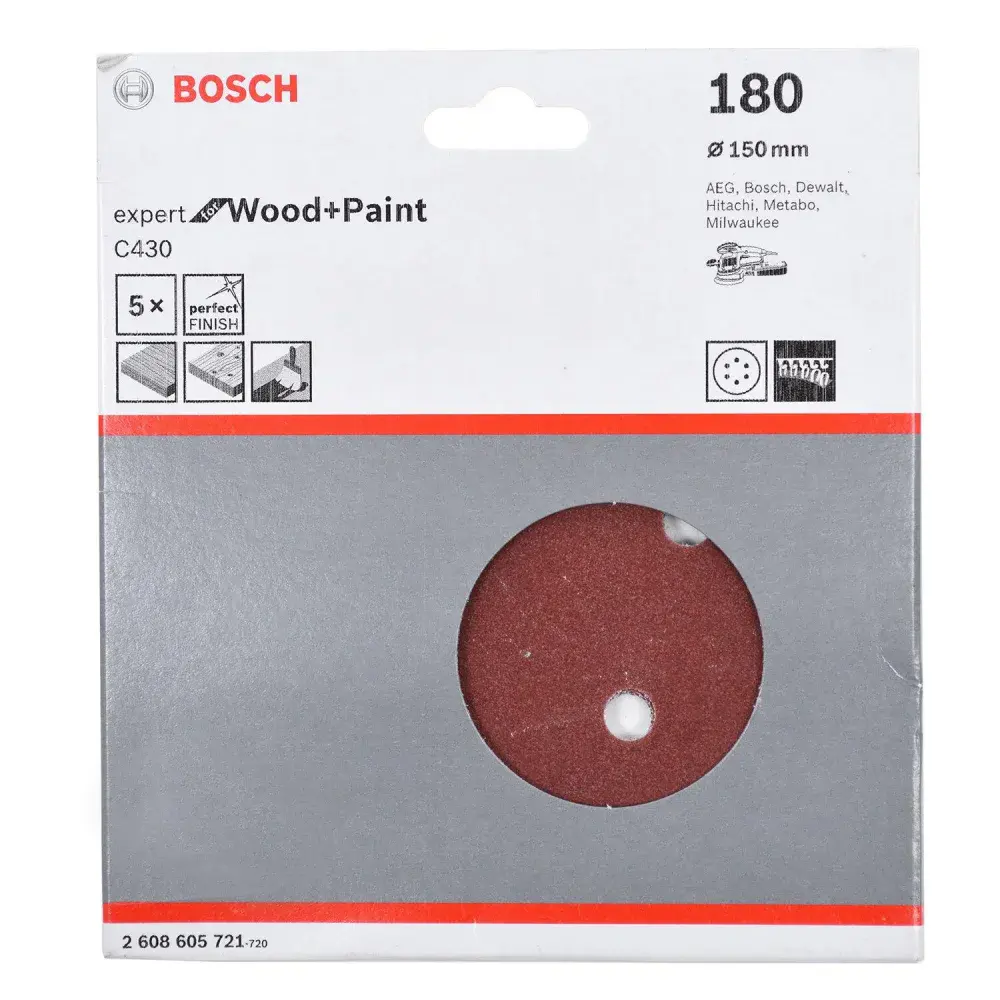 Folha de lixa C430 150MM com 5 unidades Bosch — fotografia 6