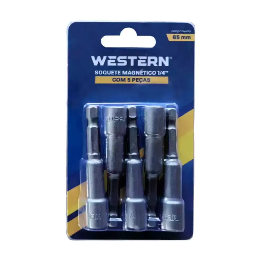 Jogo de soquetes magnéticos 1/4 POL 65MM 5 peças W-96 Western