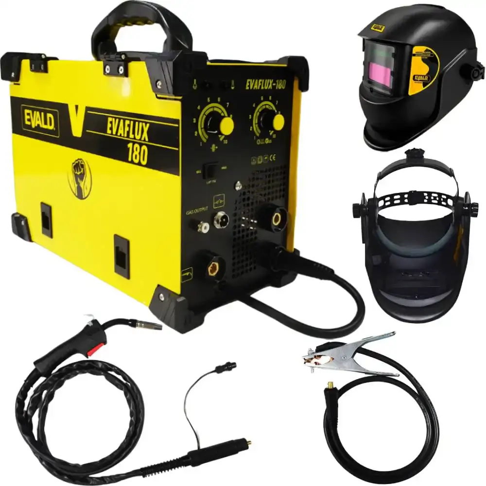 Solda multiprocesso MIG flex TIG e eletrodo com máscara EVAFLUX-180 bivolt Evald