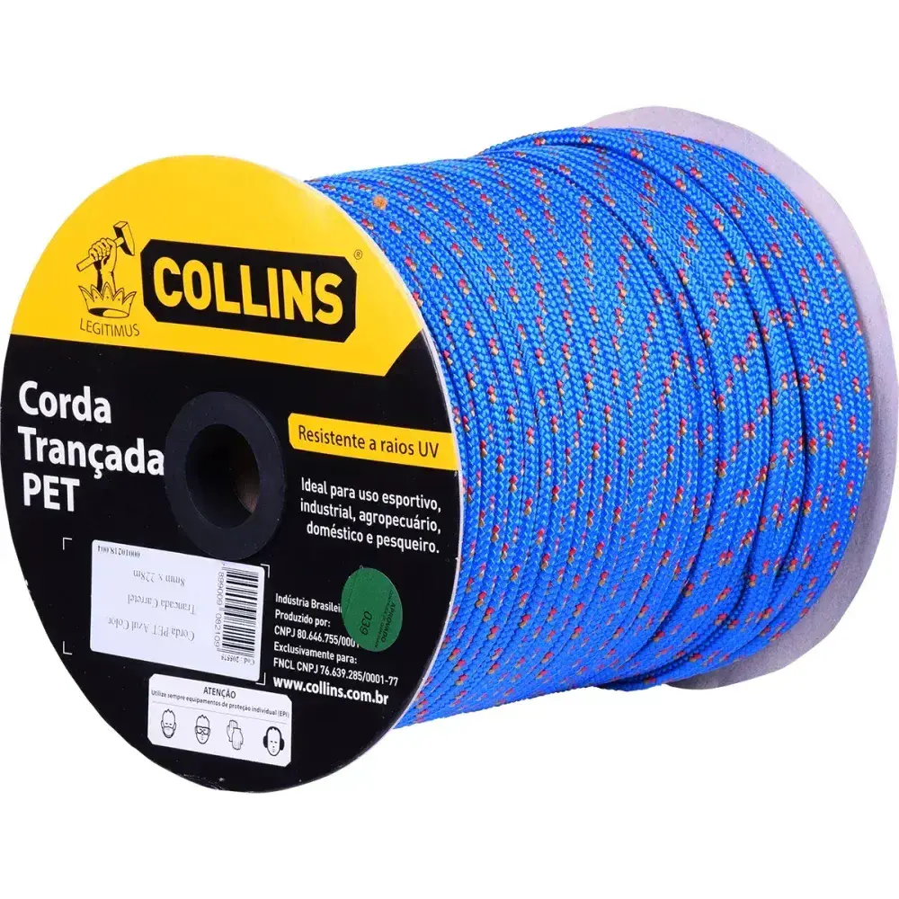 Corda pet trançada azul/colorida 8MM 100% poliéster Collins — fotografia 5
