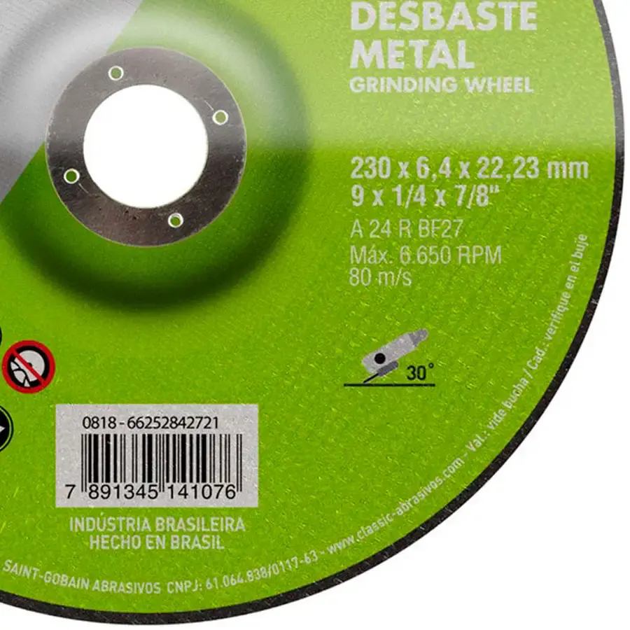 Disco de Desbaste Metal 9 POL x 6.4 MM Furo 7/8 POL Classic NORTON — fotografia 5