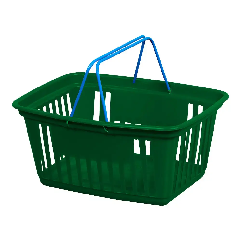 Cesta plástica com alça de metal 21.4 litros verde 8200 Plasnew