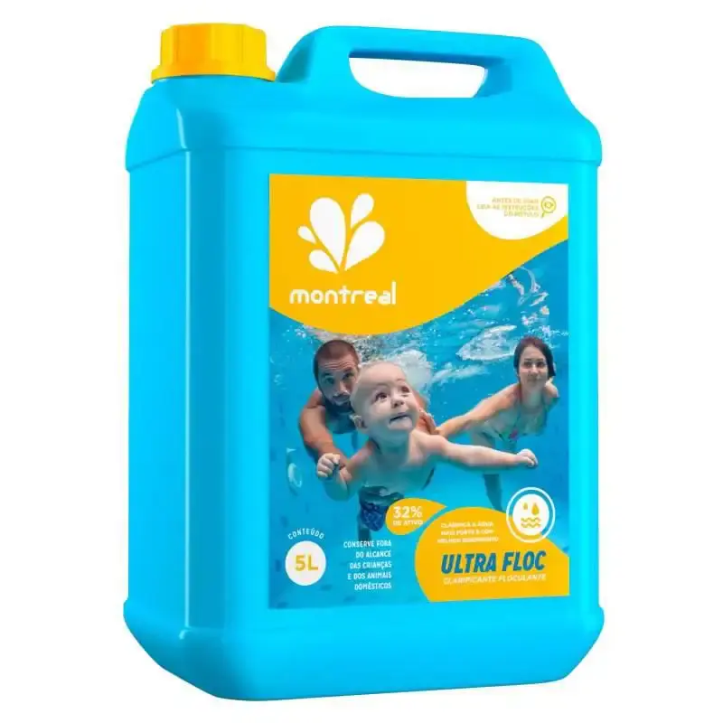 Cloro floculante clarificante 5 litros para piscinas e hidrotanques 5 litros Montreal