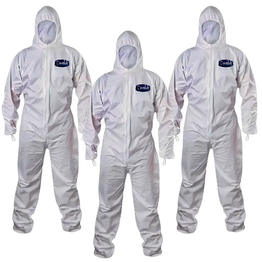 Kit 3 macacões de proteção química branco TAM g mc-br-g Imbat