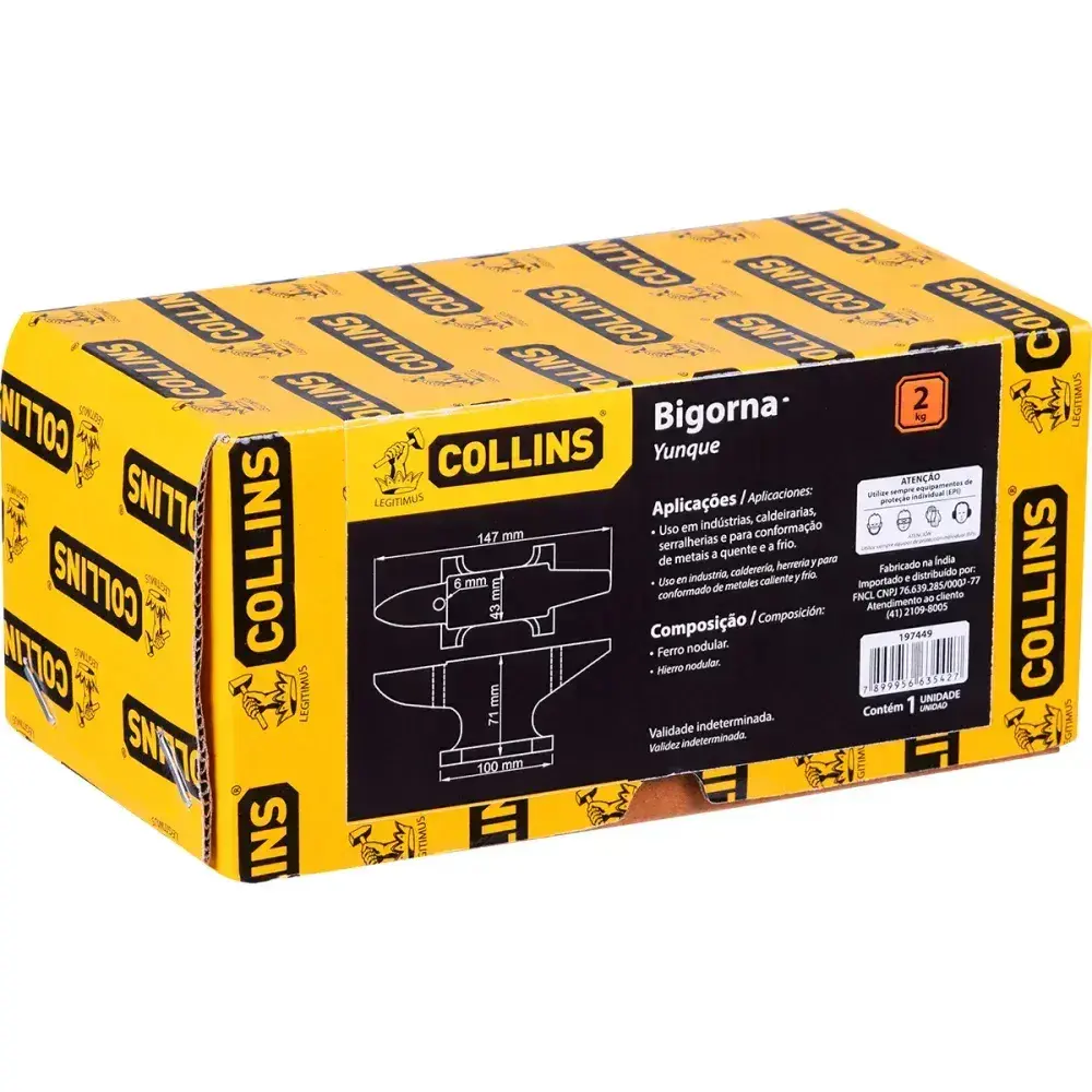 Bigorna 2KG 147X43X71MM Collins — fotografia 9