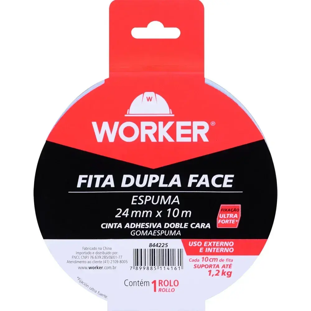 Fita dupla face espuma uso externo e interno 24MM x 10M Worker — fotografia 3