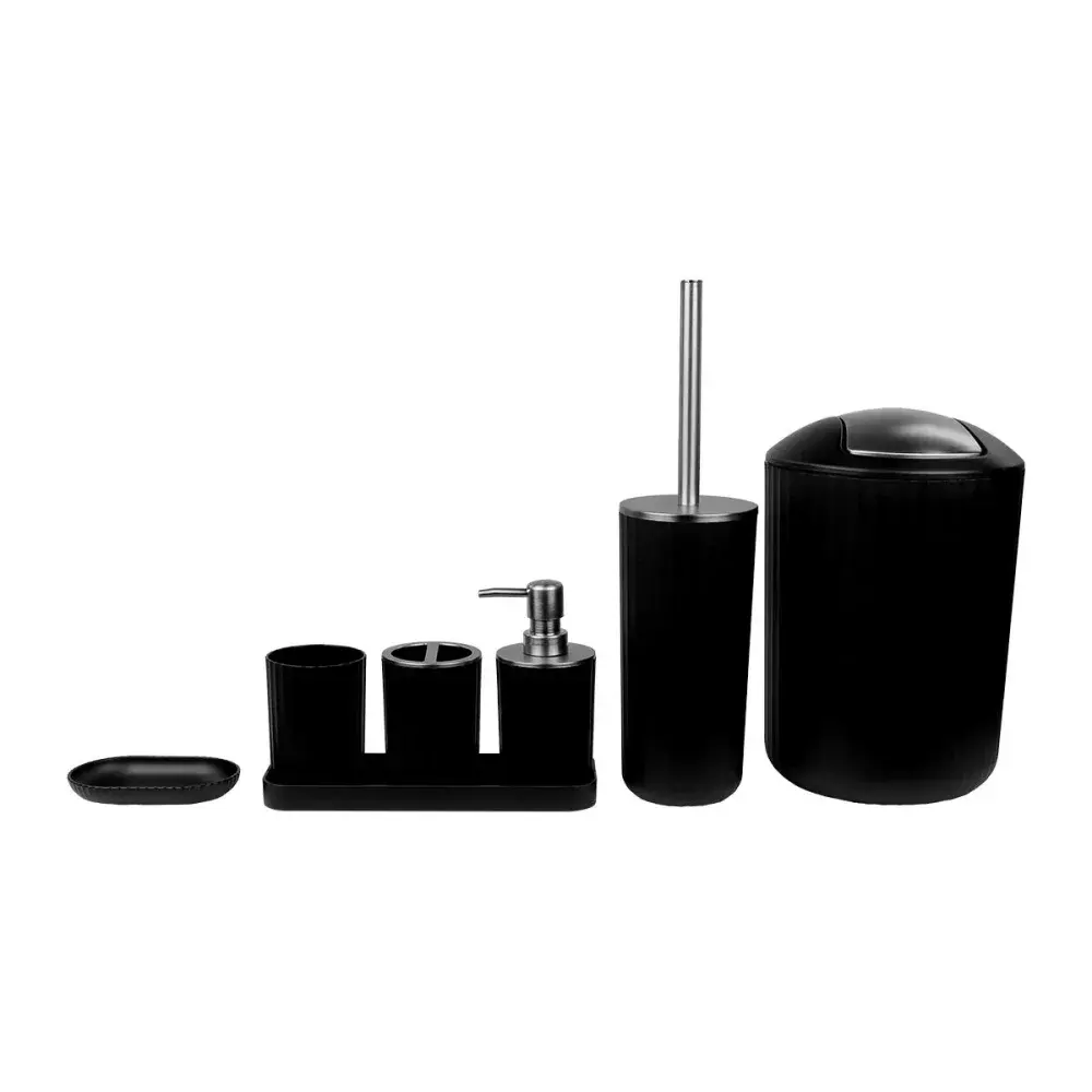 Kit acessórios para banheiro 7 peç preta Kala — fotografia 3