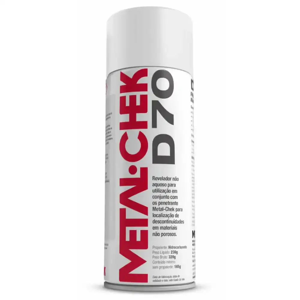 Óleo revelador de trincas D-70 spray aerosol 230 GR não aquoso Metal-chek