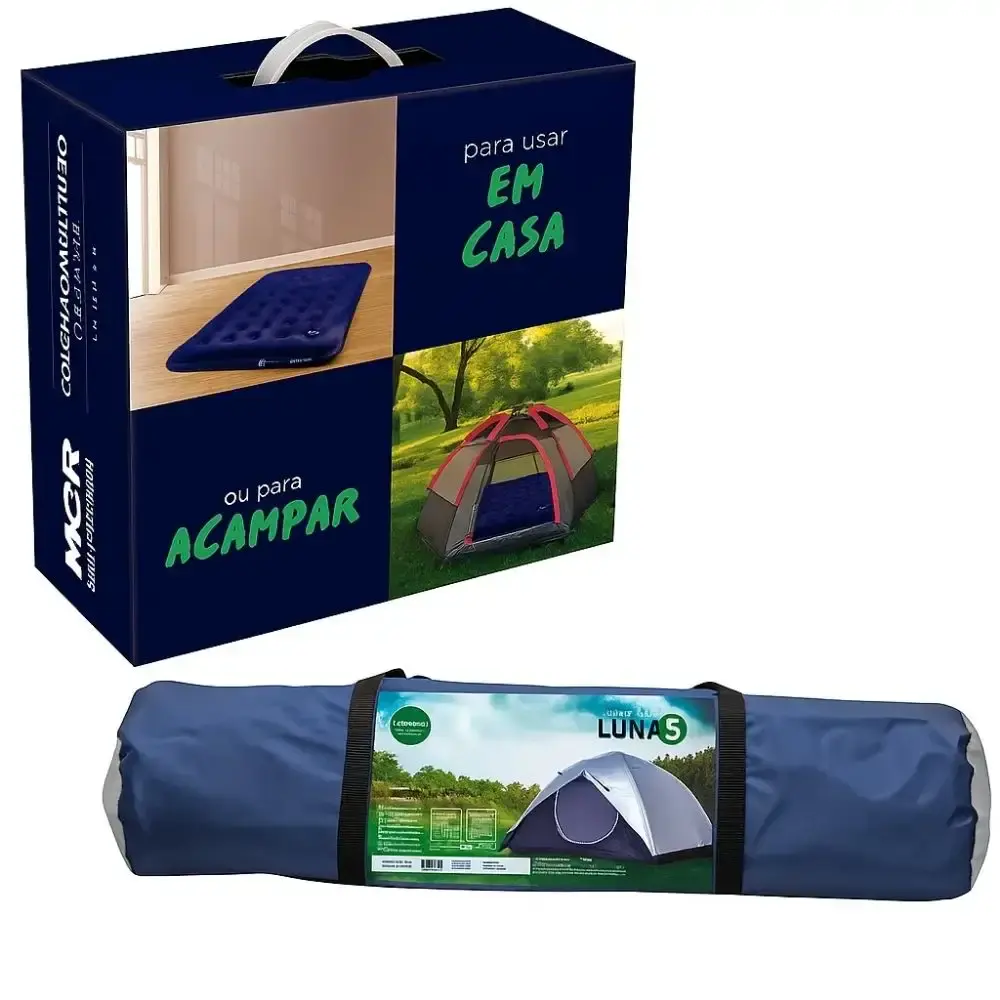 Barraca para camping luna 5 pessoas com colchão inflável casal kala Mor — fotografia 2