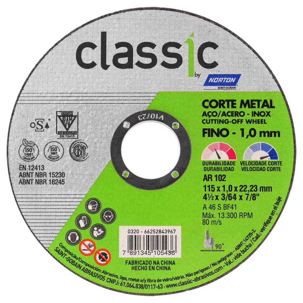 Disco de corte classic AR102 115X1,,23MM Norton — fotografia de referência