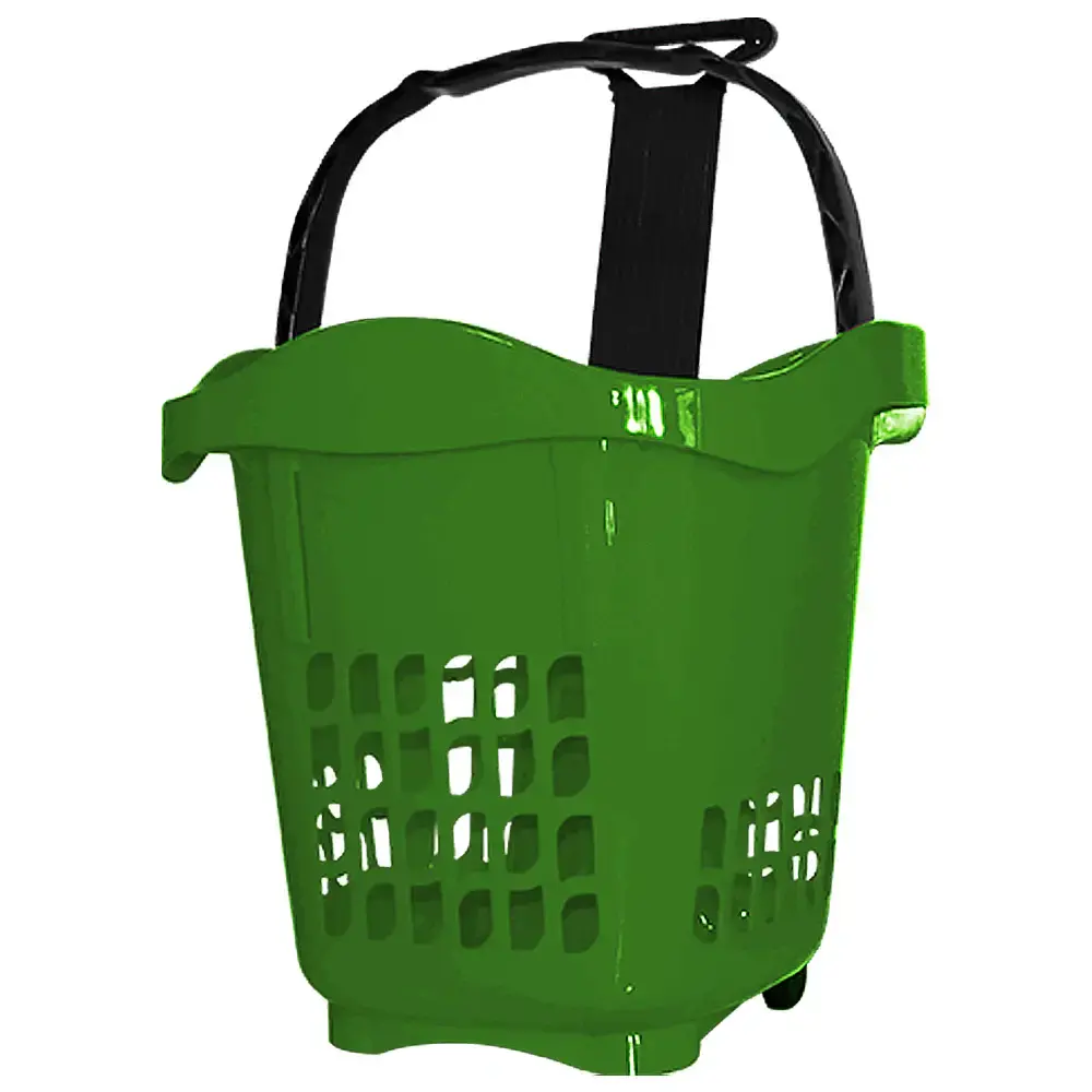 Cesta de mercado multiuso com rodizio 30 litros verde 9502 Plasnew