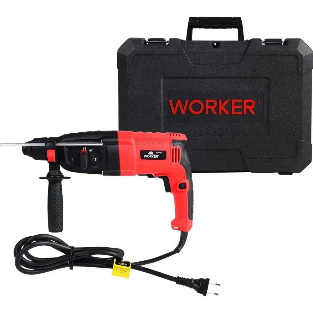 Martelete perfurador rompedor sds plus 850W 3,3J Worker — fotografia 7