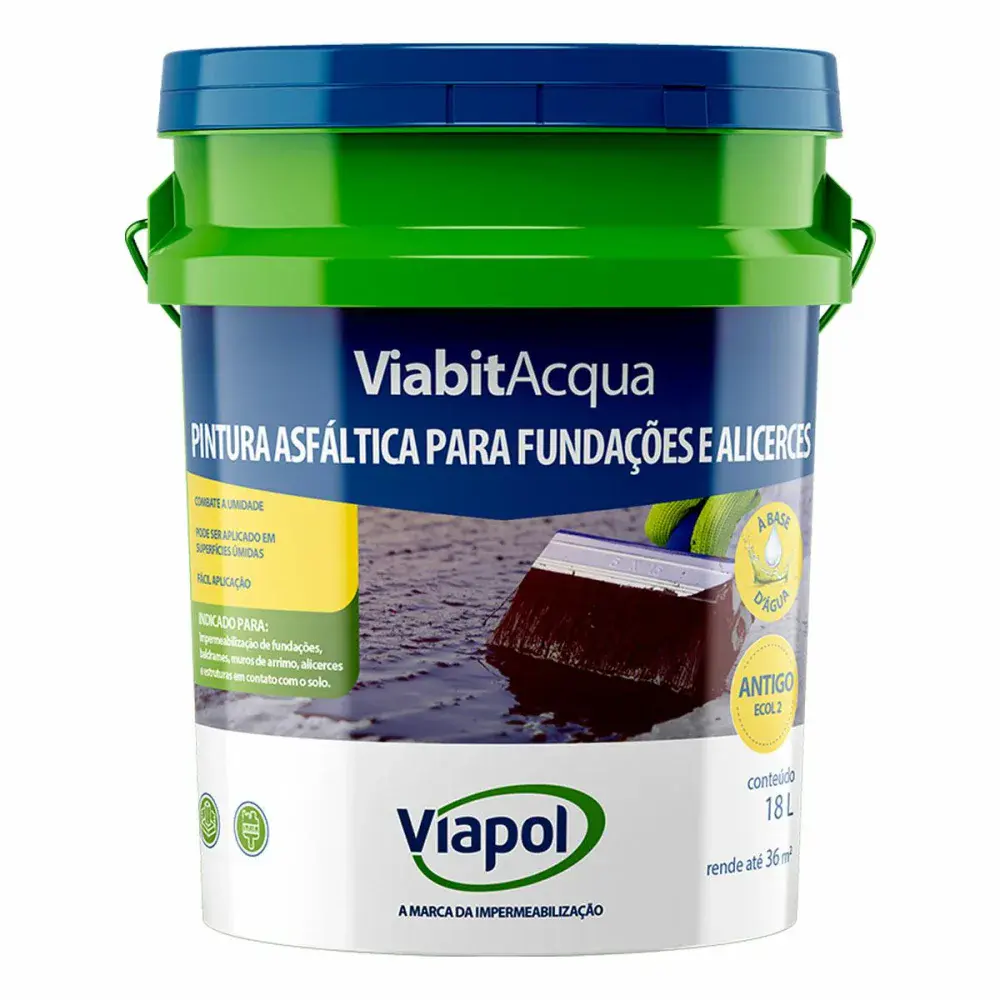 Pintura asfáltica para fundações viabit acqua 18L Viapol