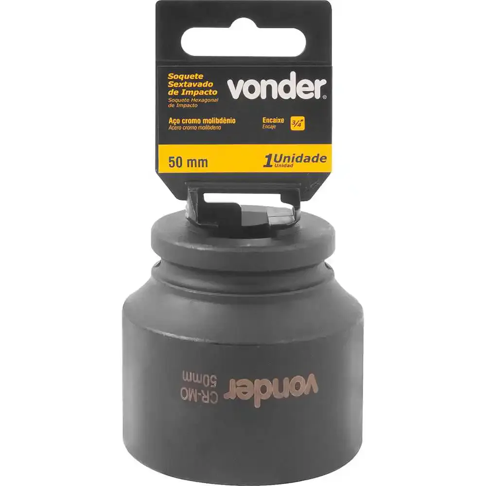 Soquete Sextavado Impacto Encaixe 3/4 polegada 50MM Cromado VONDER — fotografia 4