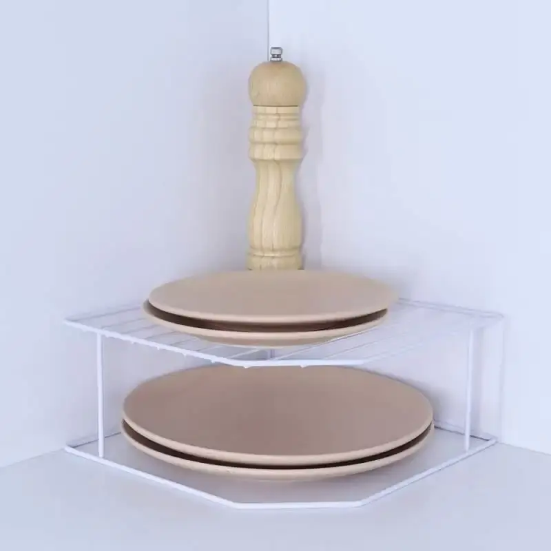Organizador porta pratos horizontal viena 2 níveis em aço branco 990701 BEL — fotografia 3