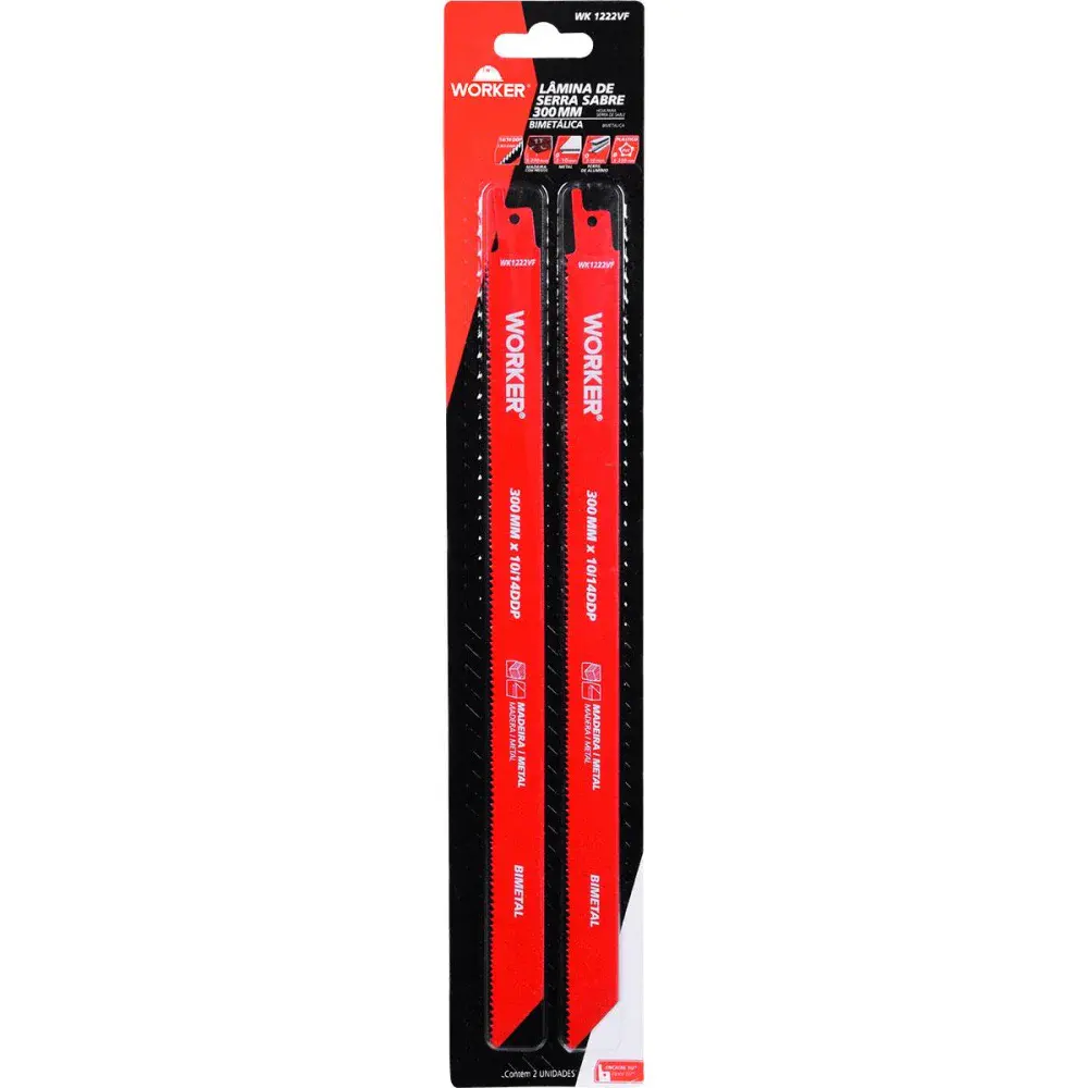 Lâmina para serra sabre bimetálica 1/2” 300MM 10/14 dentes Worker — fotografia 5