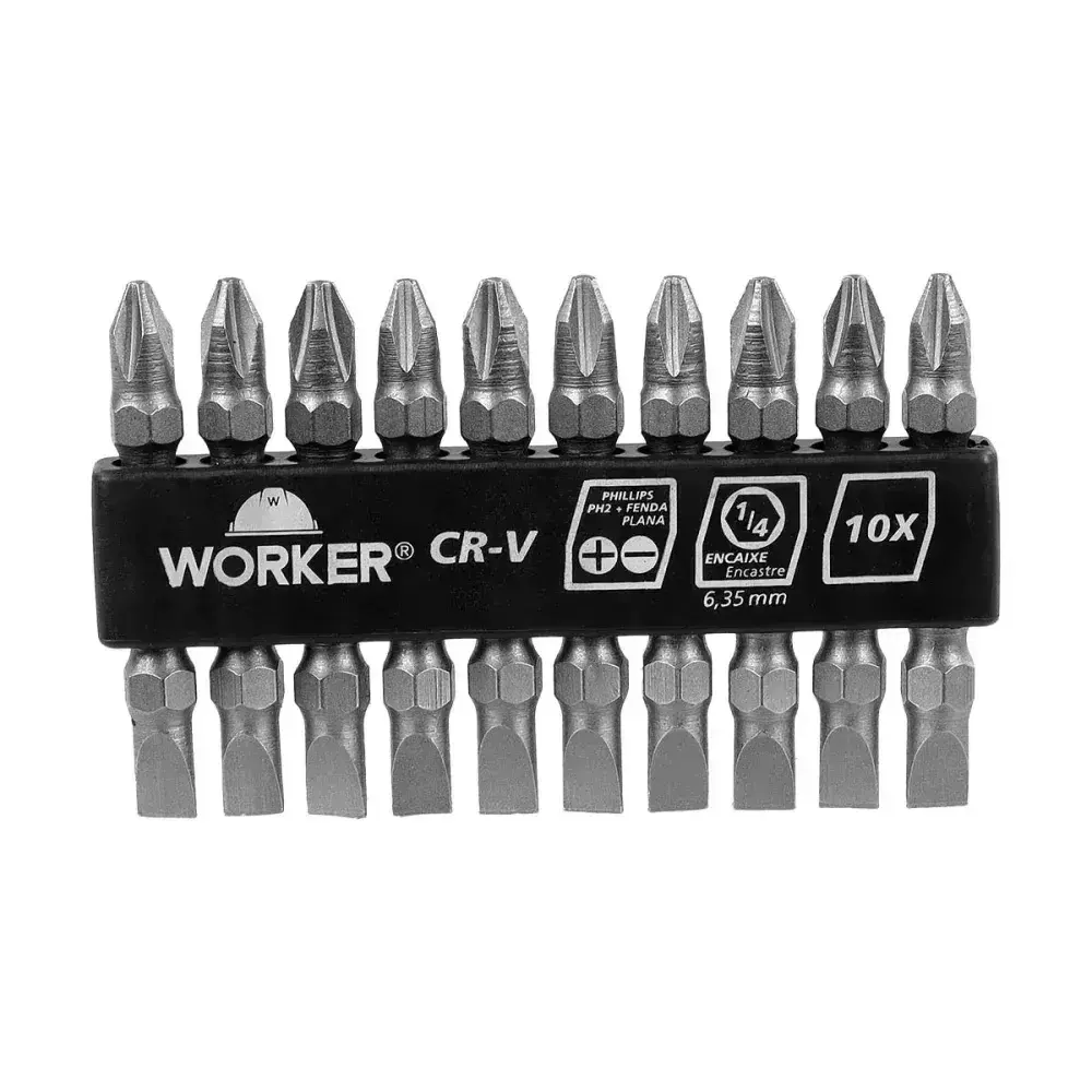 Bits para parafusadeira PH2 2 - 50,8MM 10 unidades Worker — fotografia 6