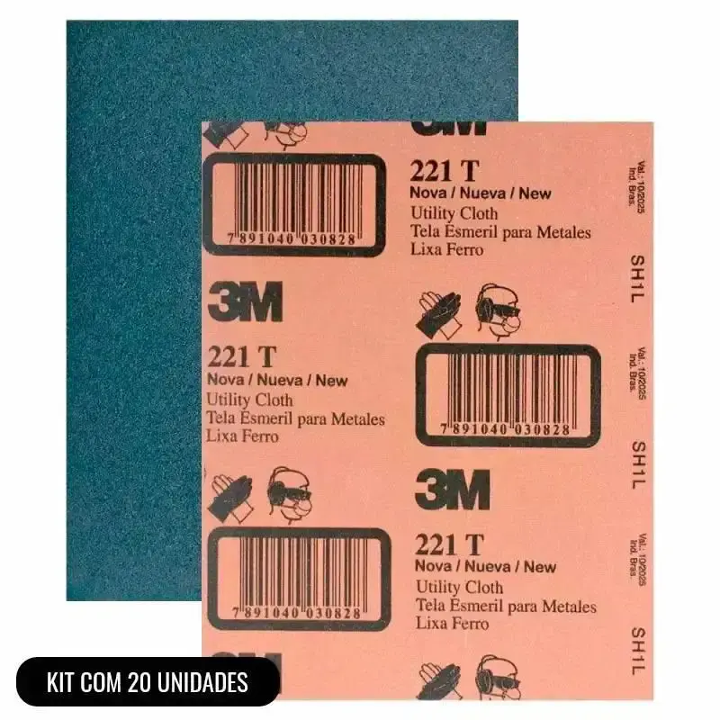 Lixa pano metal para ferro grana 36 221T kit com 10 unidades 3M — fotografia de referência