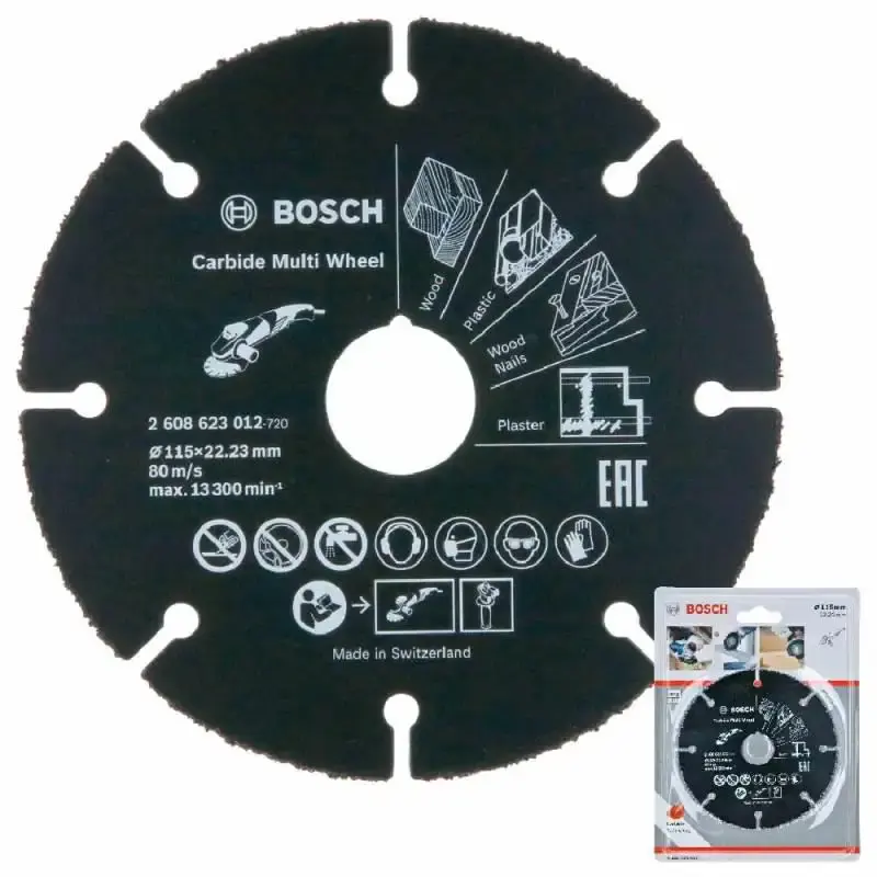 Disco de serra para madeira 115 MM para usar em esmerilhadeira multi wheel Bosch — fotografia de referência