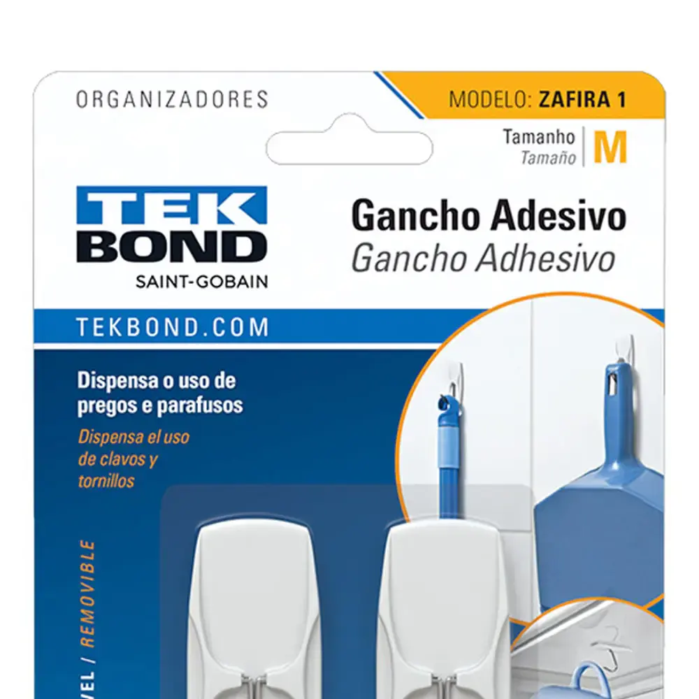 Gancho adesivo para casa zafira m multiuso 20801000603 Tekbond — fotografia 2