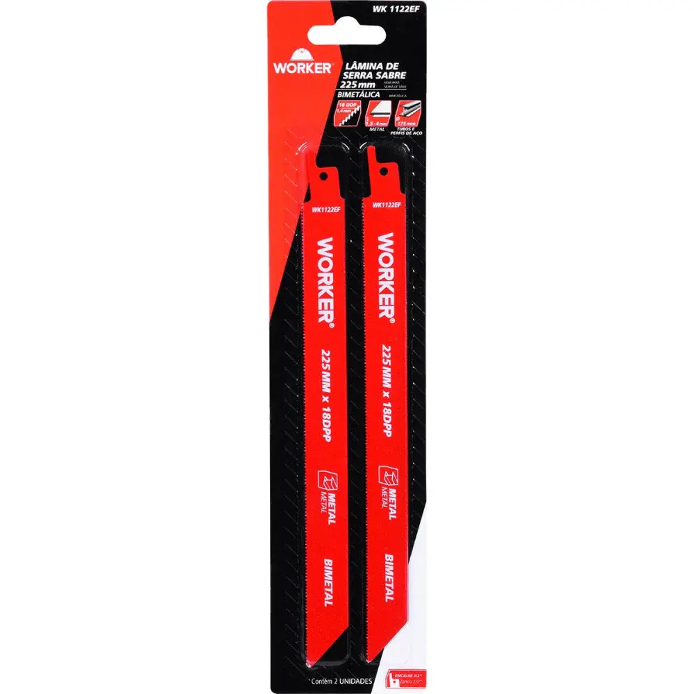 Lâmina para serra sabre bimetálica 1/2” 225MM 18 dentes Worker — fotografia 5