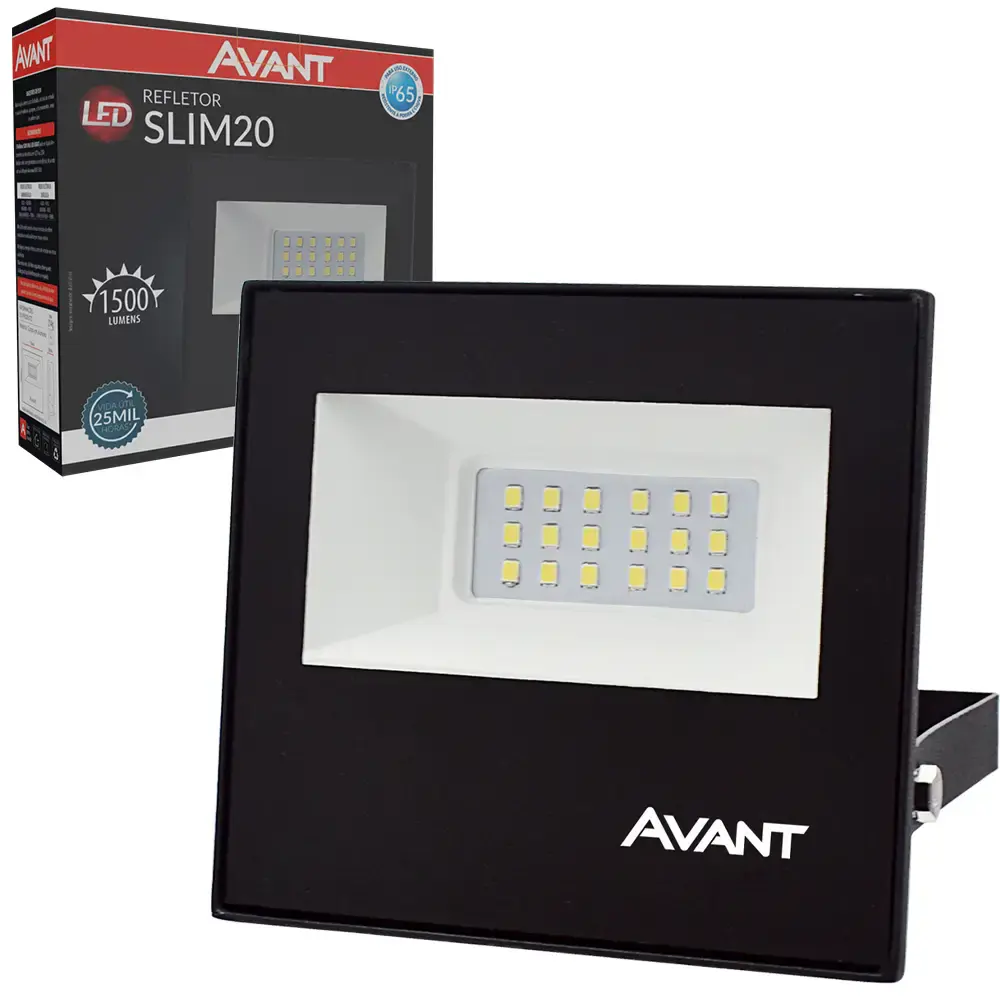 Refletor led 20W projetor slim 6500K Avant