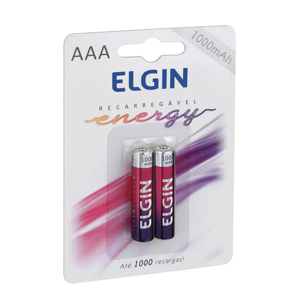 Pilha recarregável aaa 1000MAH c 2PÇS Elgin